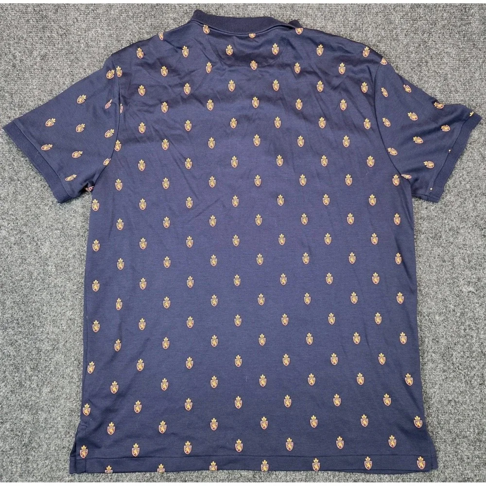 Polo Ralph Lauren Shirt Mens Large Blue All Over Crests Custom Slim Fit